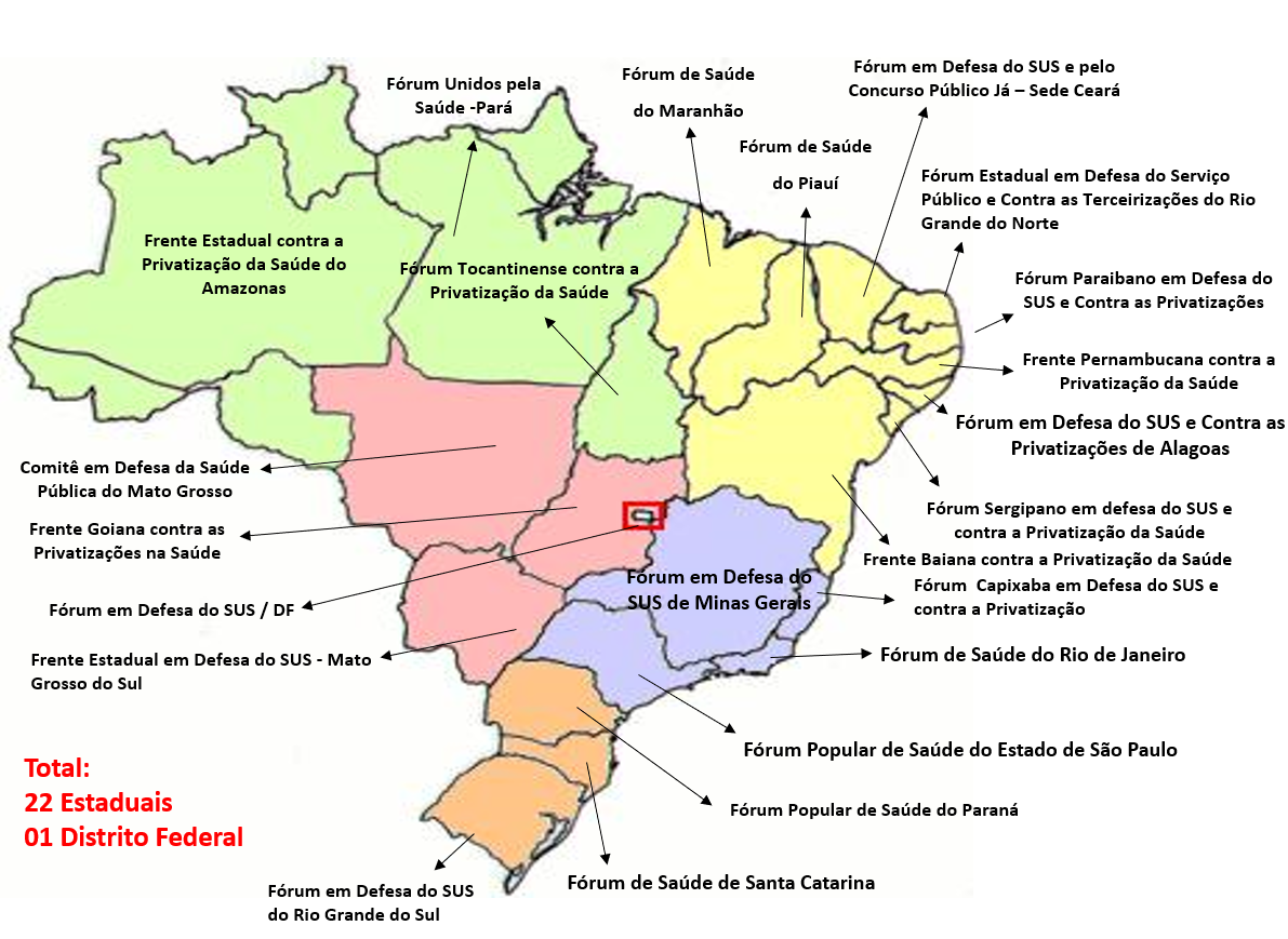 Núcleos da Frente Nacional Contra a Privatização da Saúde pelo país